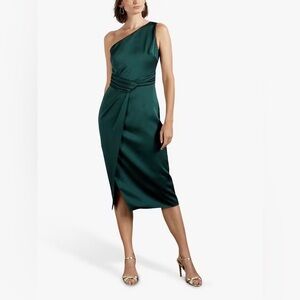 Ted Baker NWT Zaaraa One-Shoulder Dark Green Dress